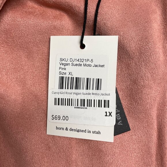 AMPERSAND AVENUE MOTO JACKET PINK ROSE WOMENS XL VEGAN SUEDE ZIP CLASSIC NWT - Picture 5 of 10